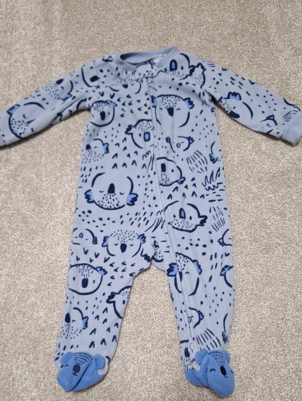 4 For $1.00 Carter's Light Blue Koala Print Footed One-Piece